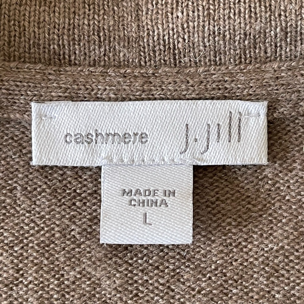 J. Jill Women's 100% Cashmere Open Front Cardigan Sweater Taupe Beige Size L - Picture 4 of 8